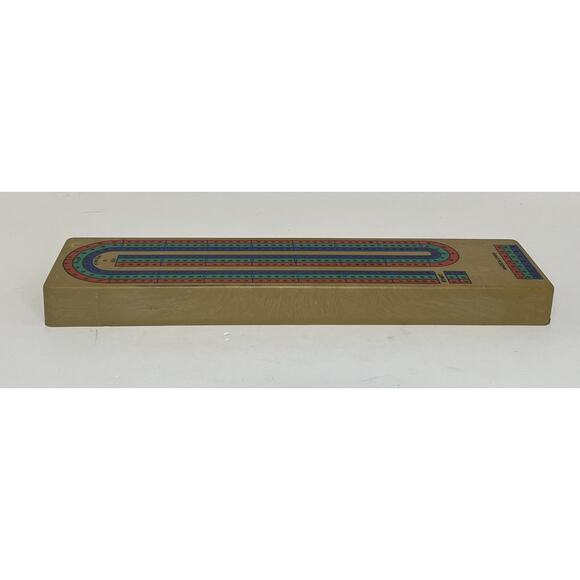 Vintage Plastic Cribbage Board Game Set w Pegs & Storage Case - Picture 3 of 8